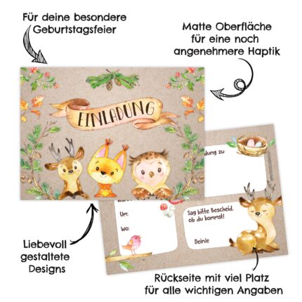 Einladungskarten Waldtiere für Kindergeburtstage – Förderung sozialer Interaktion