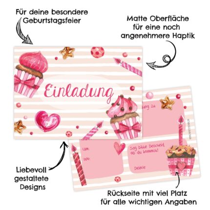 Einladungskarten Törtchen rosa – Förderung von Kommunikation und Ritualen