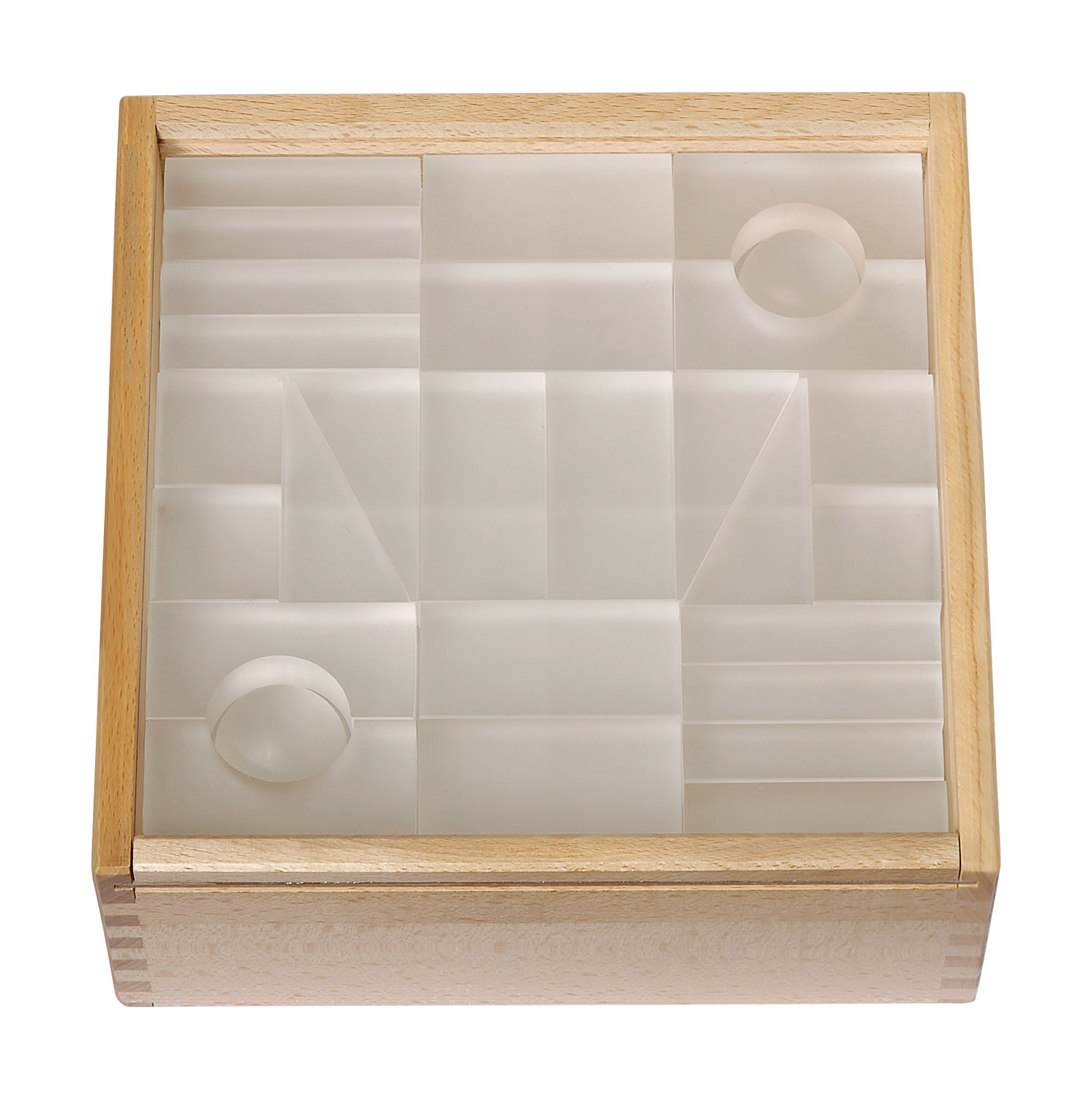 Lumi Lichtbausteine transparent im Holzkasten – Kreatives Bauen mit Licht