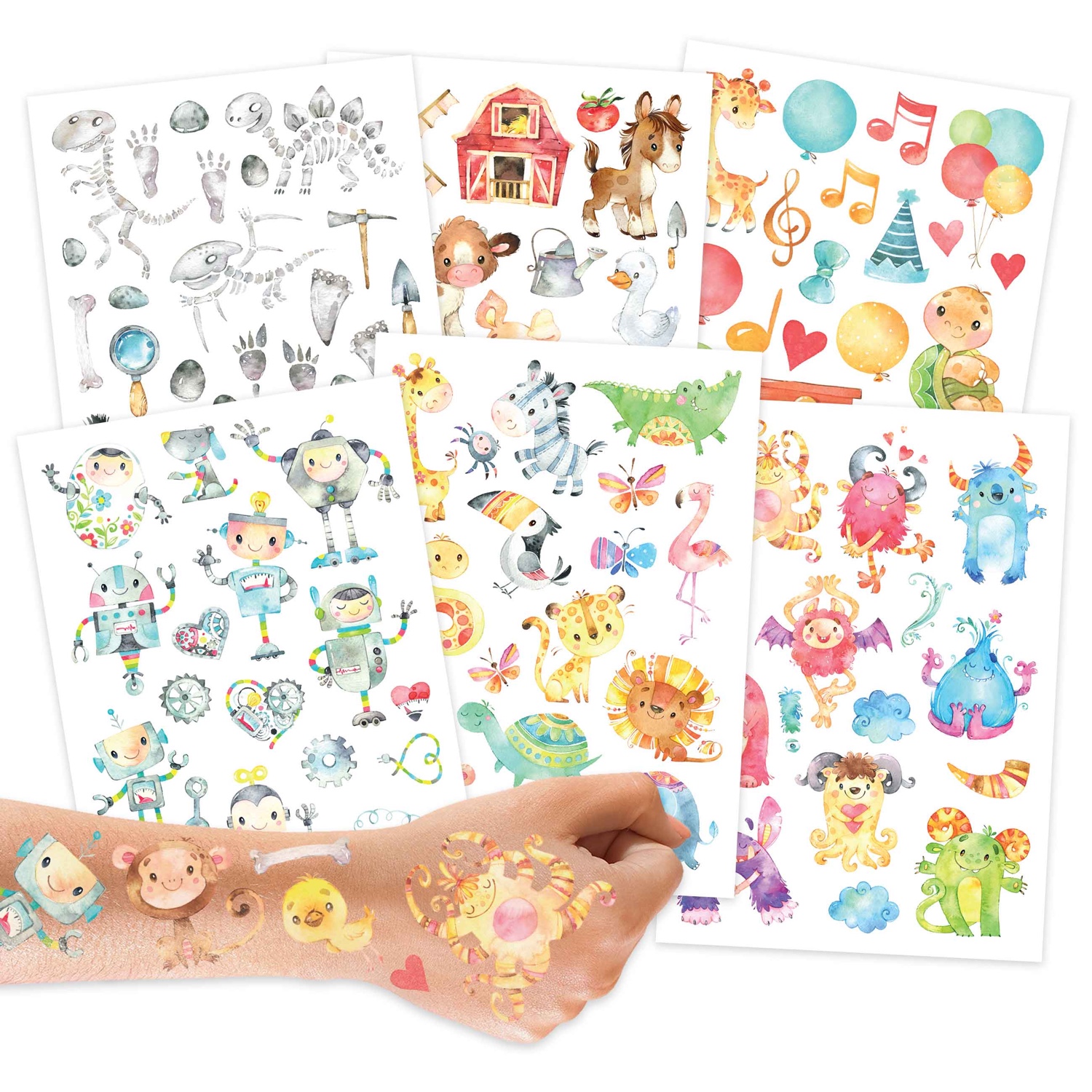 Temporäre Kindertattoos: Roboter und Monster für kreative Gestaltung
