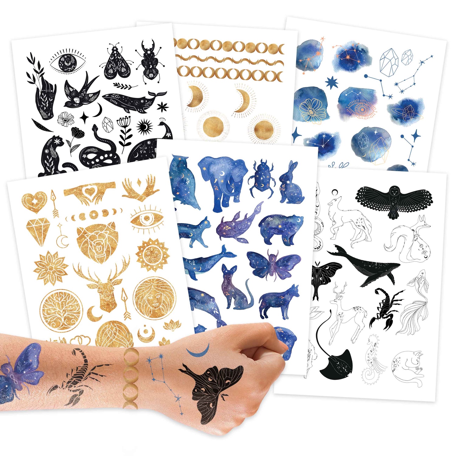 Metallic Tattoos: Sonne, Mond und Sterne – Förderung der Feinmotorik und Kreativität