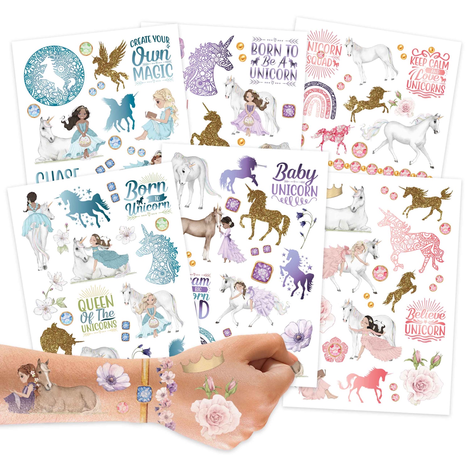Metallic Tattoos Einhörner: Kreative Körpergestaltung für Kinder