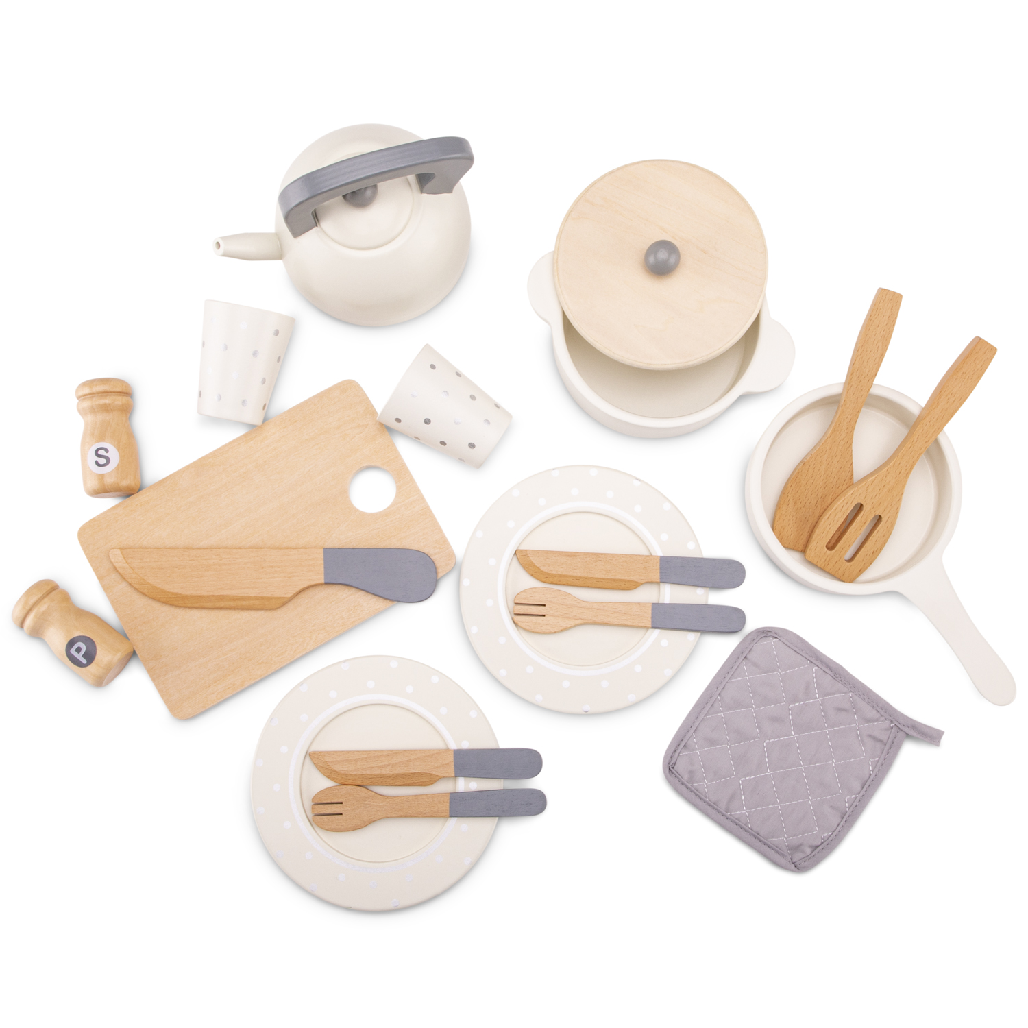 Holzgeschirr-Set für Rollenspiele in Kita und Kindergarten