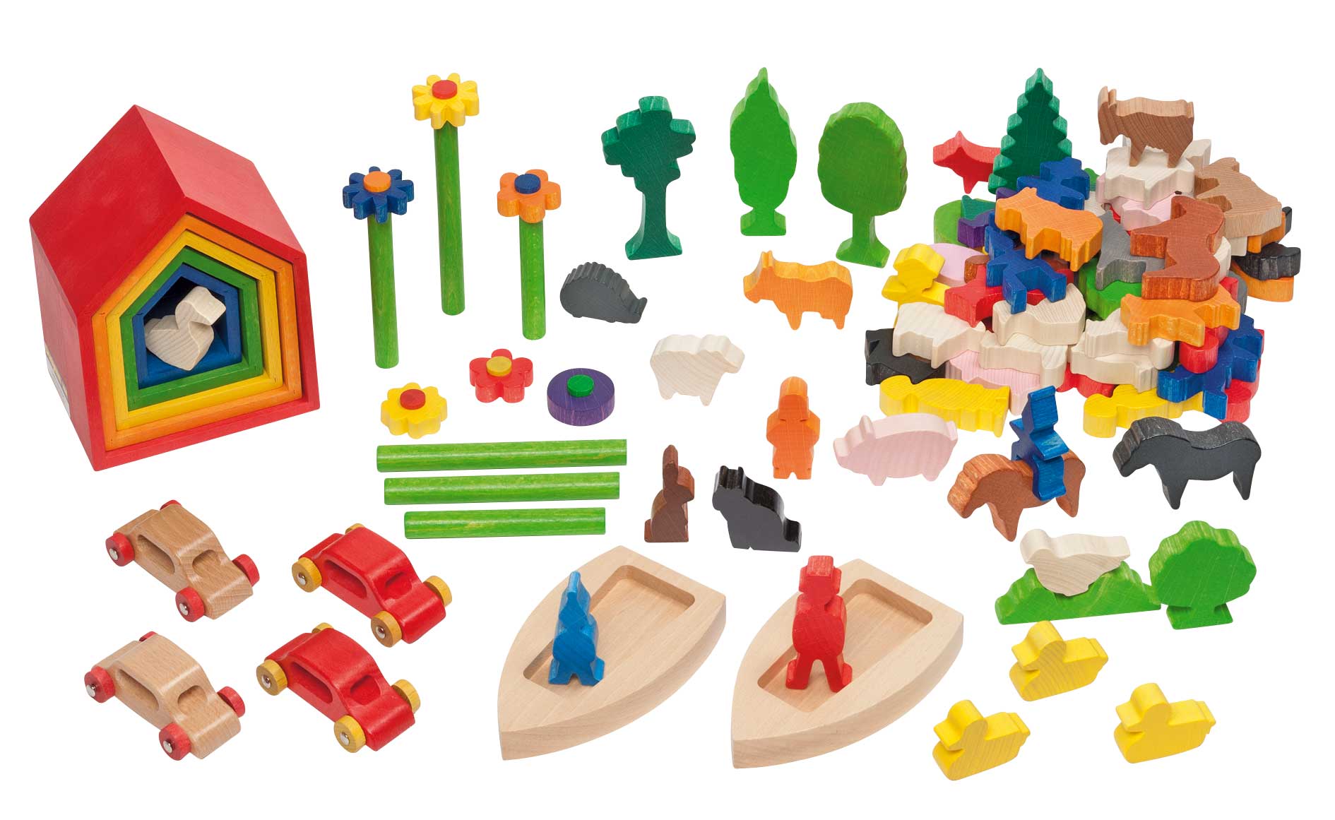Landschaftsspiel-Set: Kreatives Gestalten und Bauen mit Holz für Kita und Kindergarten