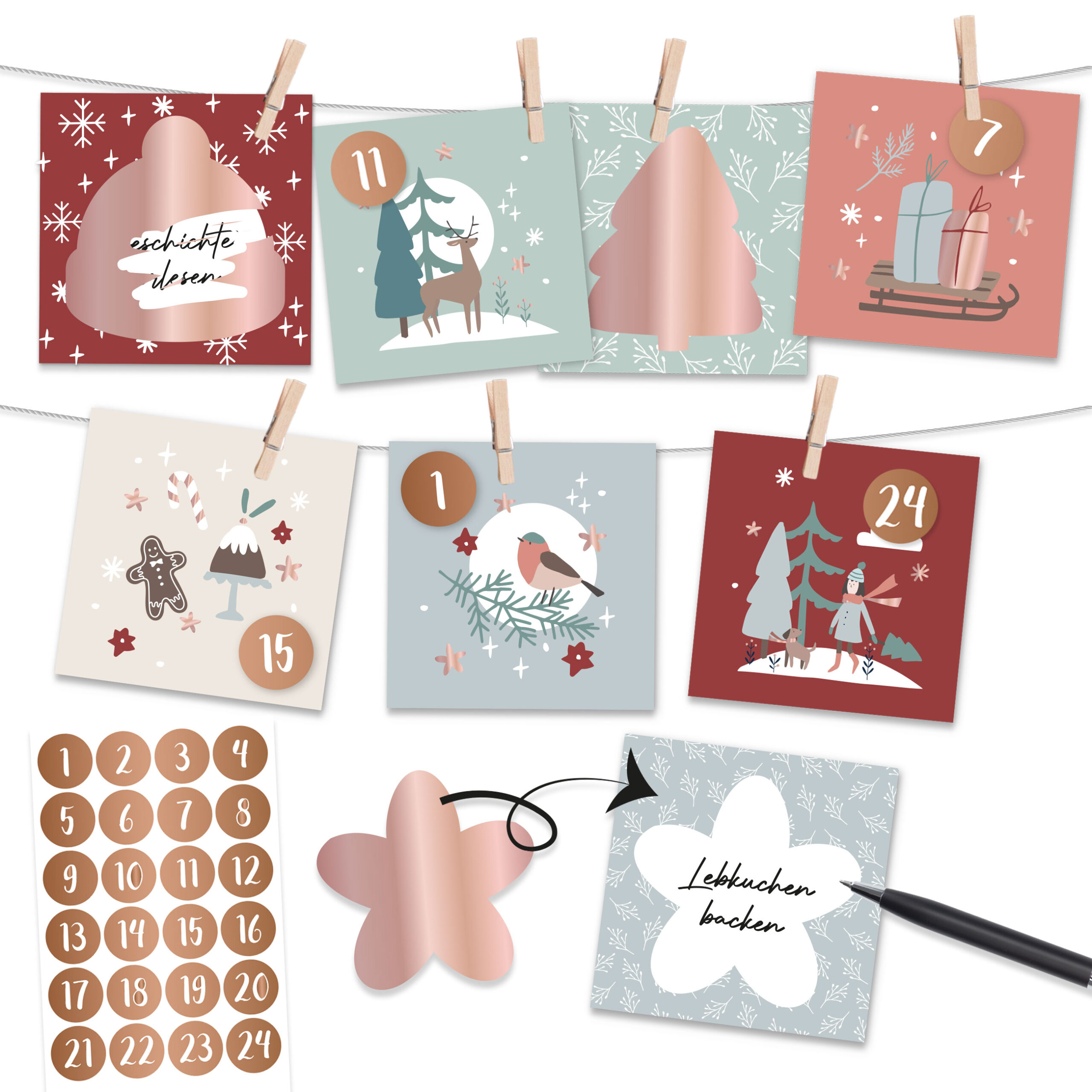 Individueller Rubbel-Adventskalender zum kreativen Gestalten