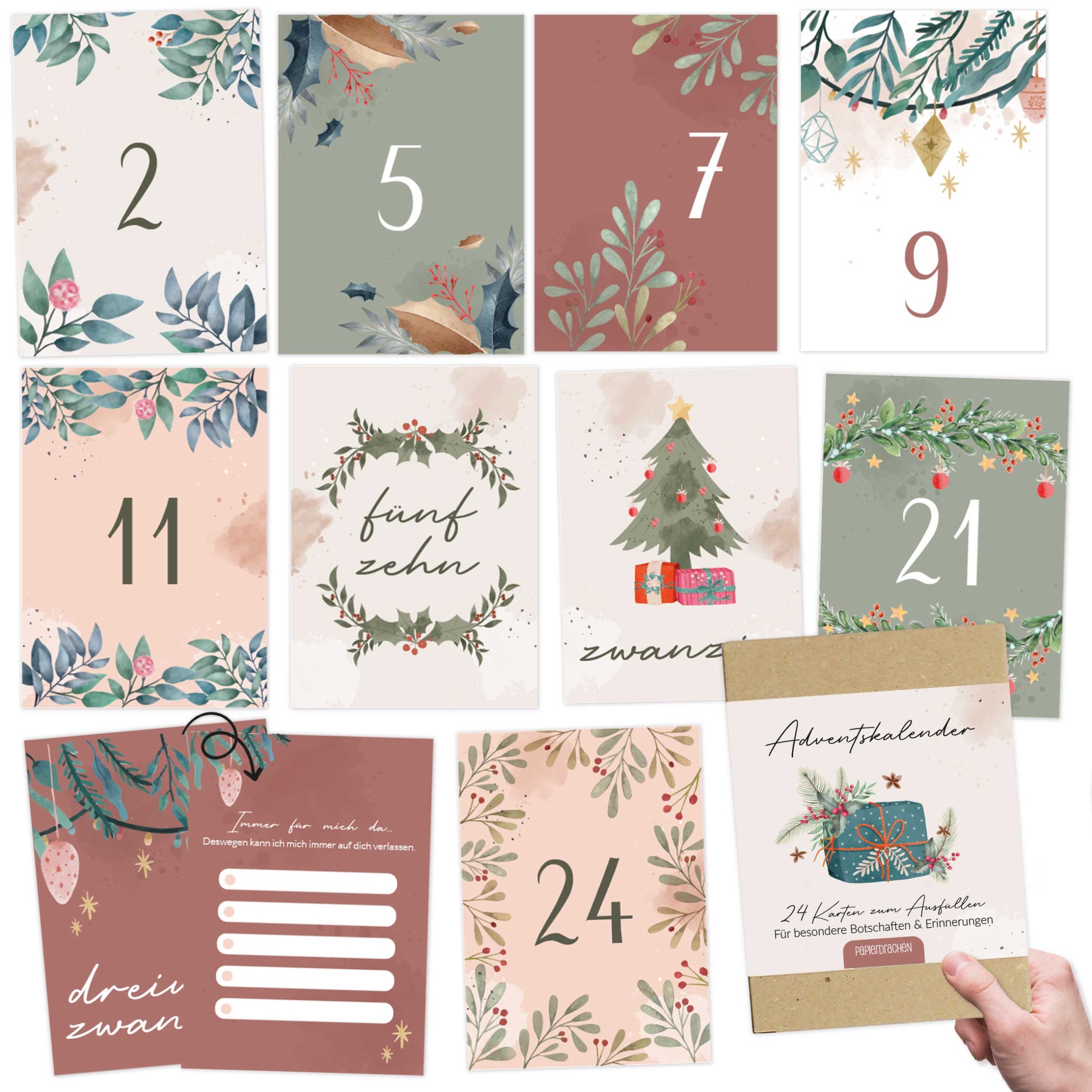 Karten-Adventskalender zum kreativen Gestalten und Personalisieren