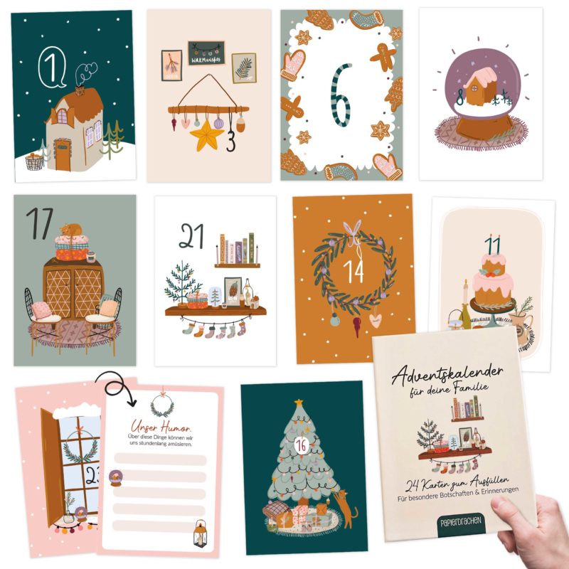 Karten Adventskalender zum kreativen Gestalten und Zählen