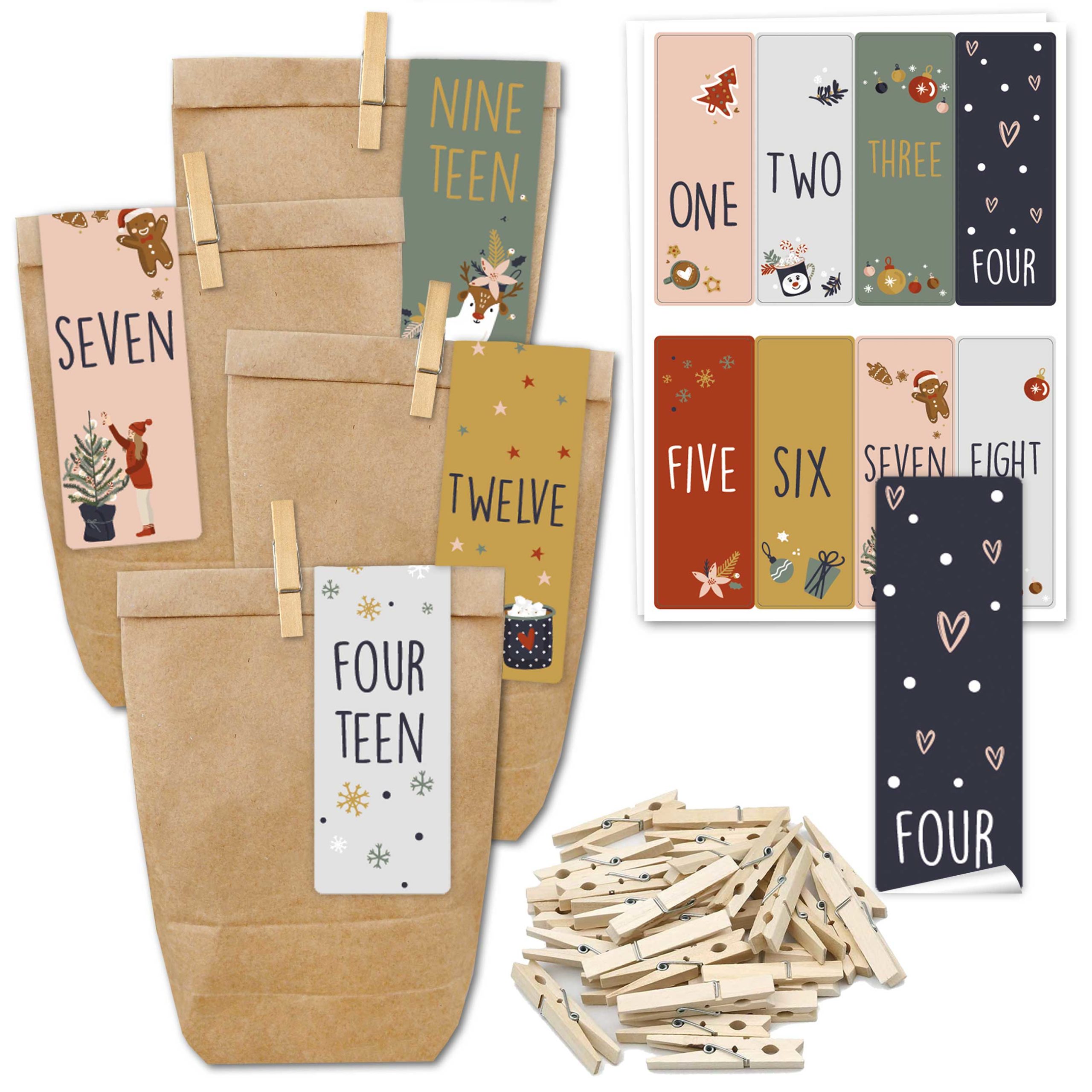 DIY Adventskalender Mini Set Englisch zum individuellen Gestalten