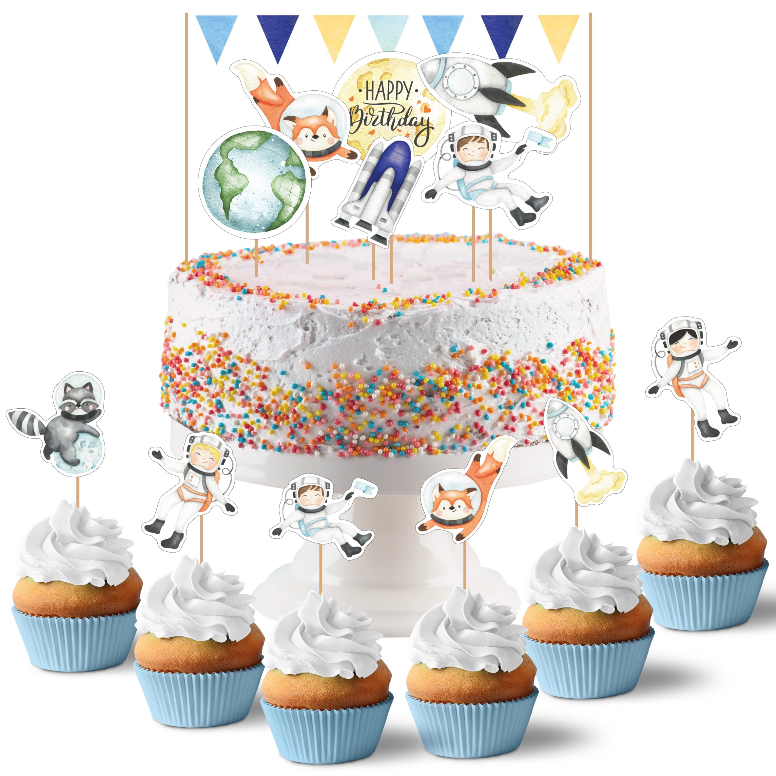 Kuchenstecker-Set Astronaut: Dekoration für Kindergeburtstage in Kitas