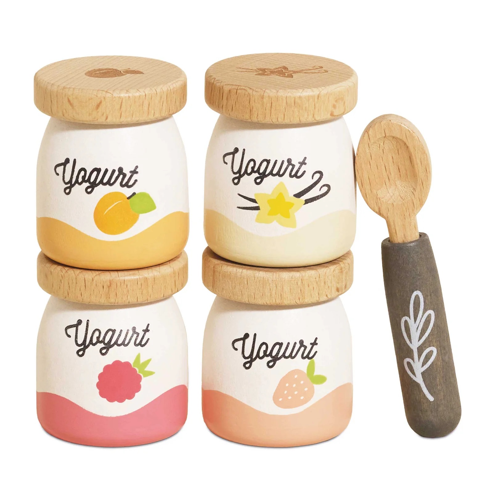 Joghurt-Set aus Holz für Rollenspiele – Förderung sozialer und sprachlicher Kompetenzen