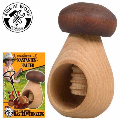 Kastanienhalter Pilz aus Buchenholz zum Bohren und Basteln