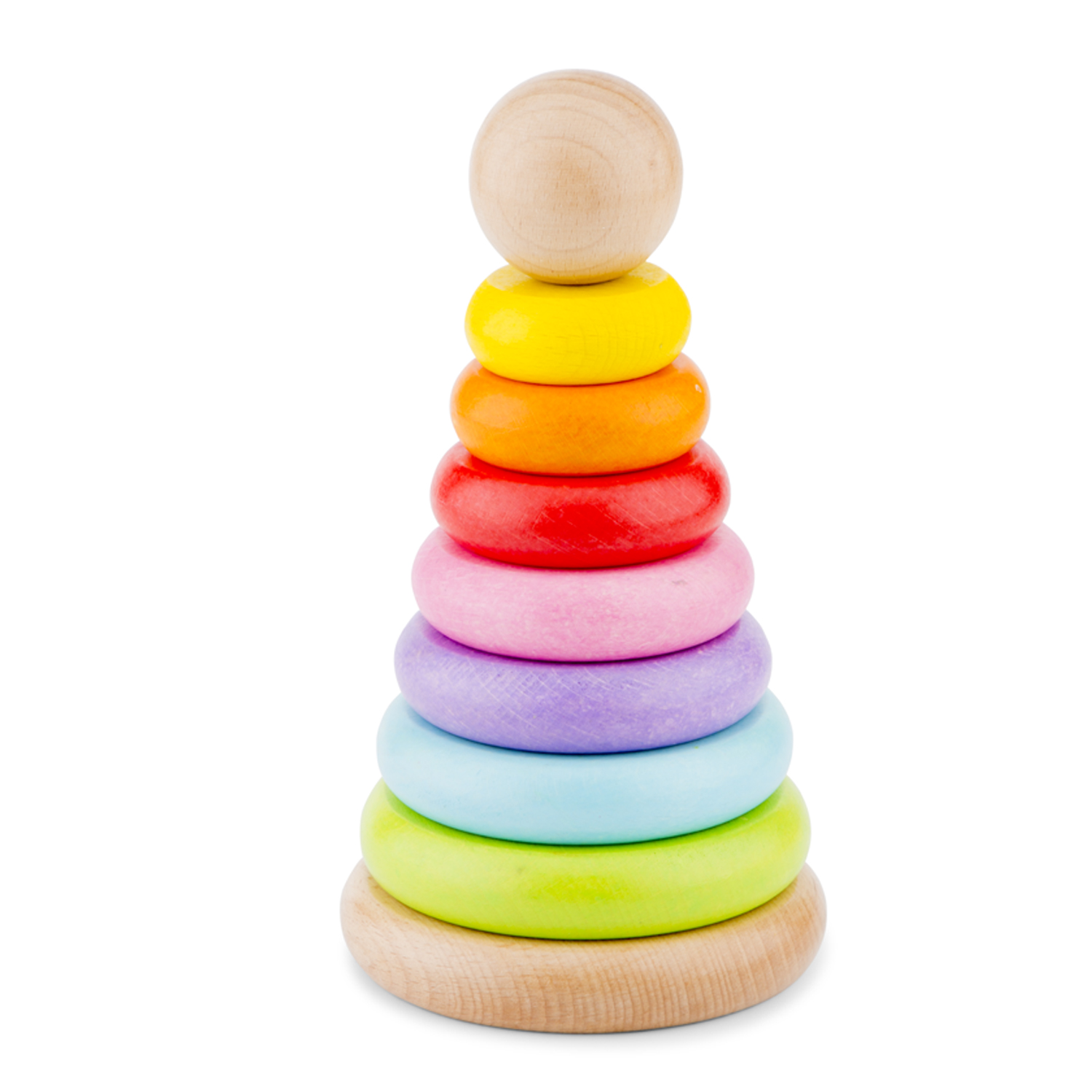 Regenbogen-Stapelspielzeug aus Holz: Motorik und Farbverständnis
