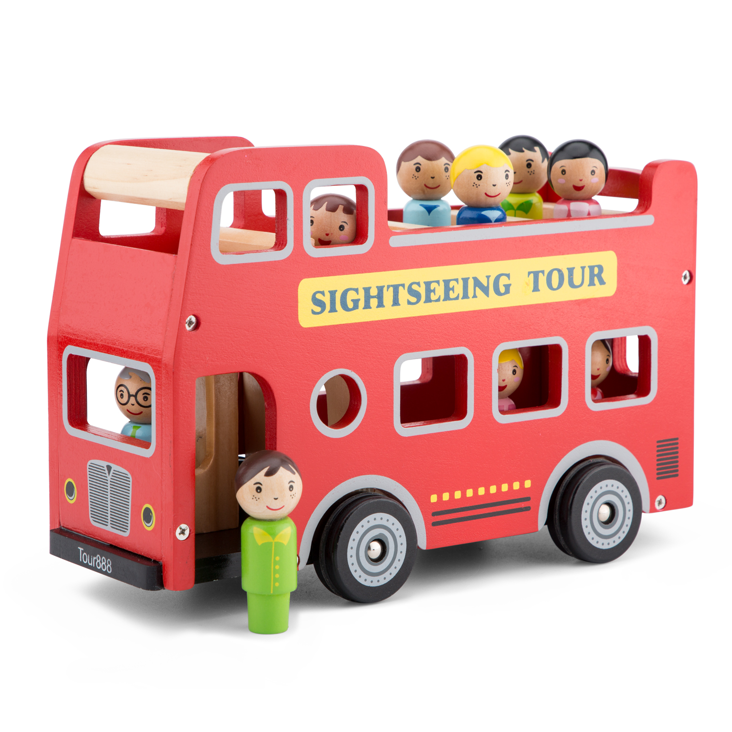 Holz-Stadtrundfahrtbus mit Spielfiguren für Rollenspiel und soziale Interaktion