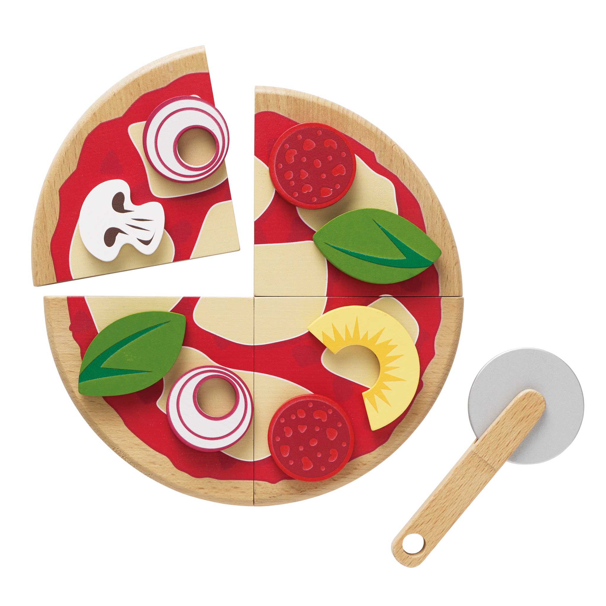 Pizza-Set aus Holz: Rollenspiel für Sprache und soziale Kompetenzen