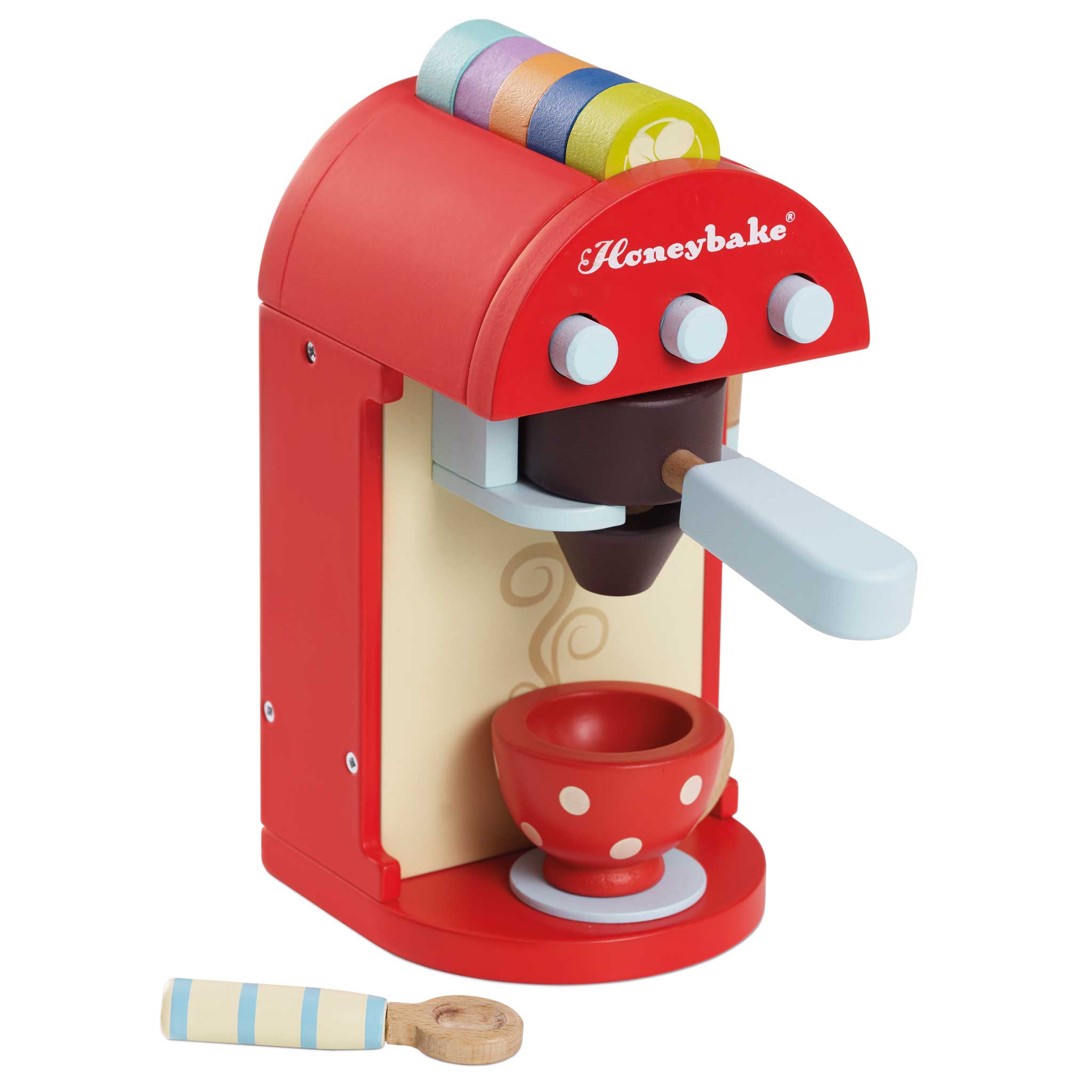 Kaffeemaschine aus Holz für Rollenspiele im Kita- und Kindergartenalltag