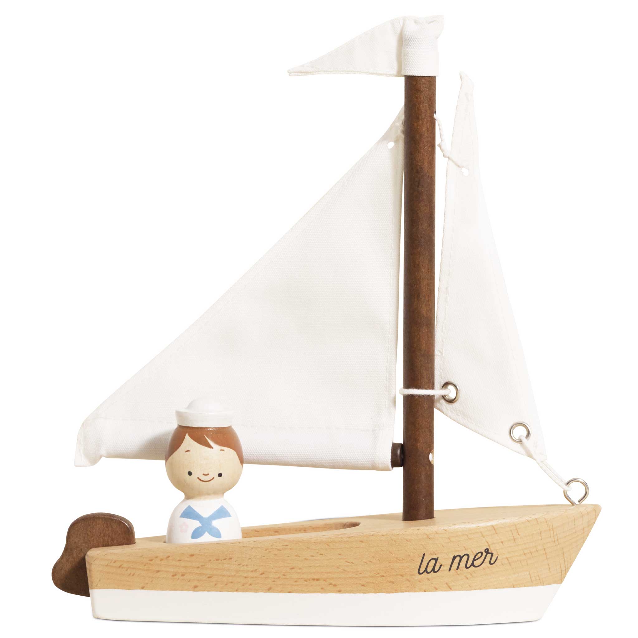 Holzsegelboot mit Kapitän für fantasievolles Rollenspiel