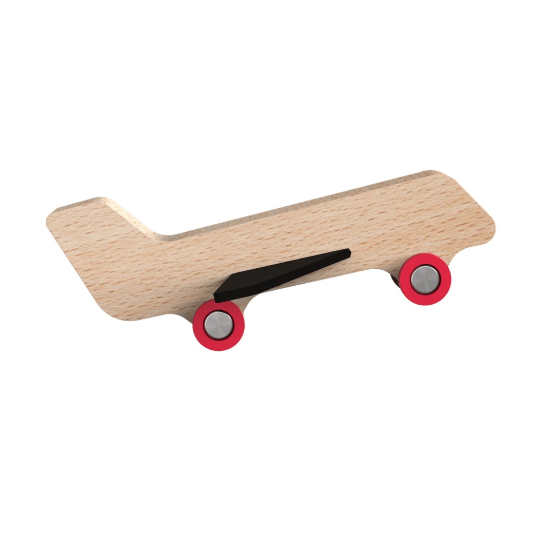 Flugzeug aus Holz mit upgecycelten Flügeln für fantasievolles Spiel
