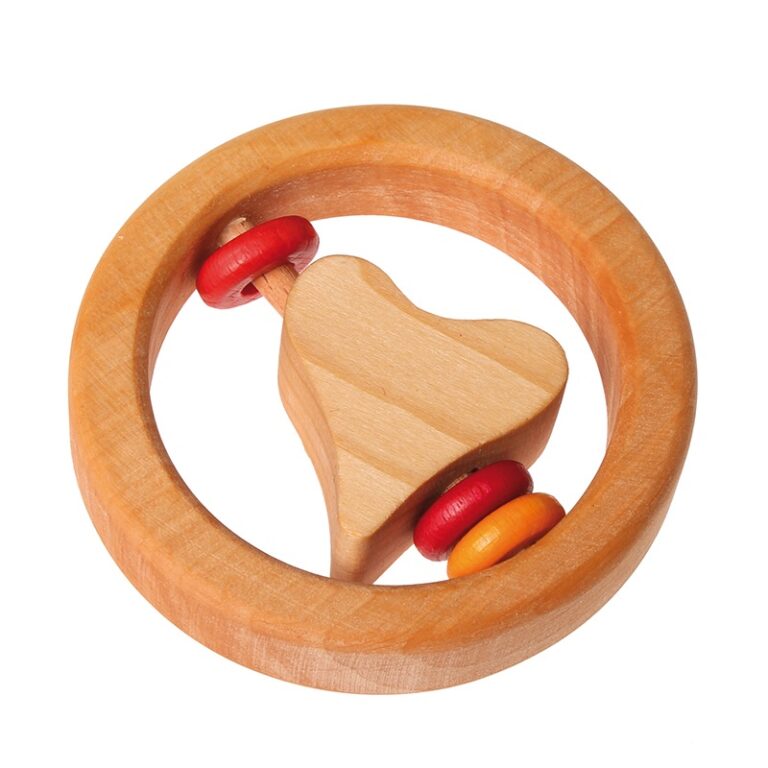 Rassel kleines Herz, mit Holzscheibchen