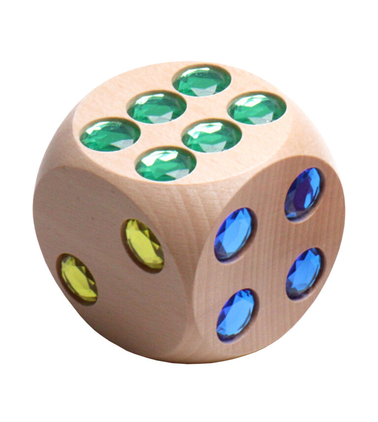 Glitzerwürfel aus Holz: Sensorische und mathematische Förderung