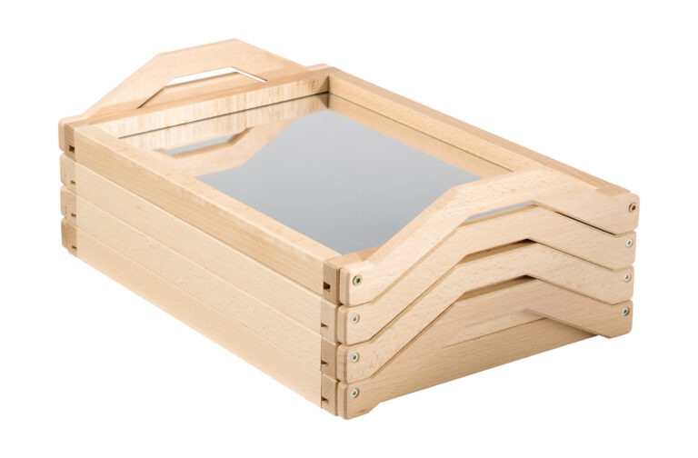 Spiegel-Tablett aus Holz und Acrylglas für kreative Gestaltung