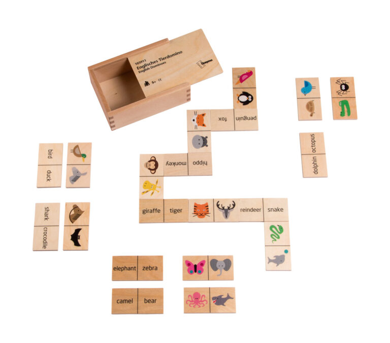 Englisches Tierdomino: Sprachförderung und Konzentration im Spiel