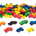 Mini-Autos aus Hartholz (45 Stück) für Freispiel und Motorik